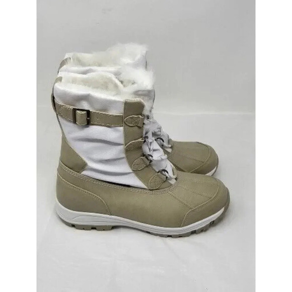 NORTIV 8 sienna Women's Mid Calf Lace Up Winter Snow white beige Boots size 11 - Picture 3 of 7
